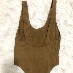 Olive green low neckline and back body suit